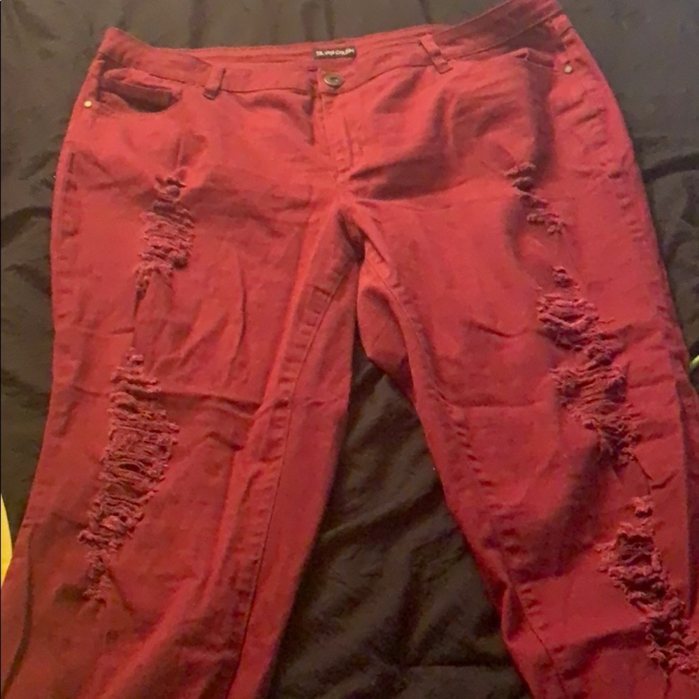 Burgundy jeans